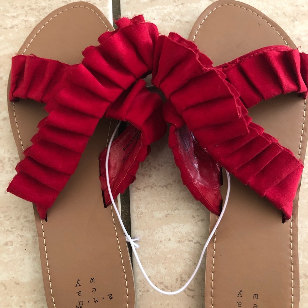 a new day Red Ruffle Sandals - Picture 2 of 5